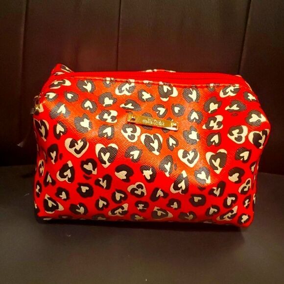 STELLA & DOT Leopard Heart Makeup Pouch - Picture 1 of 6